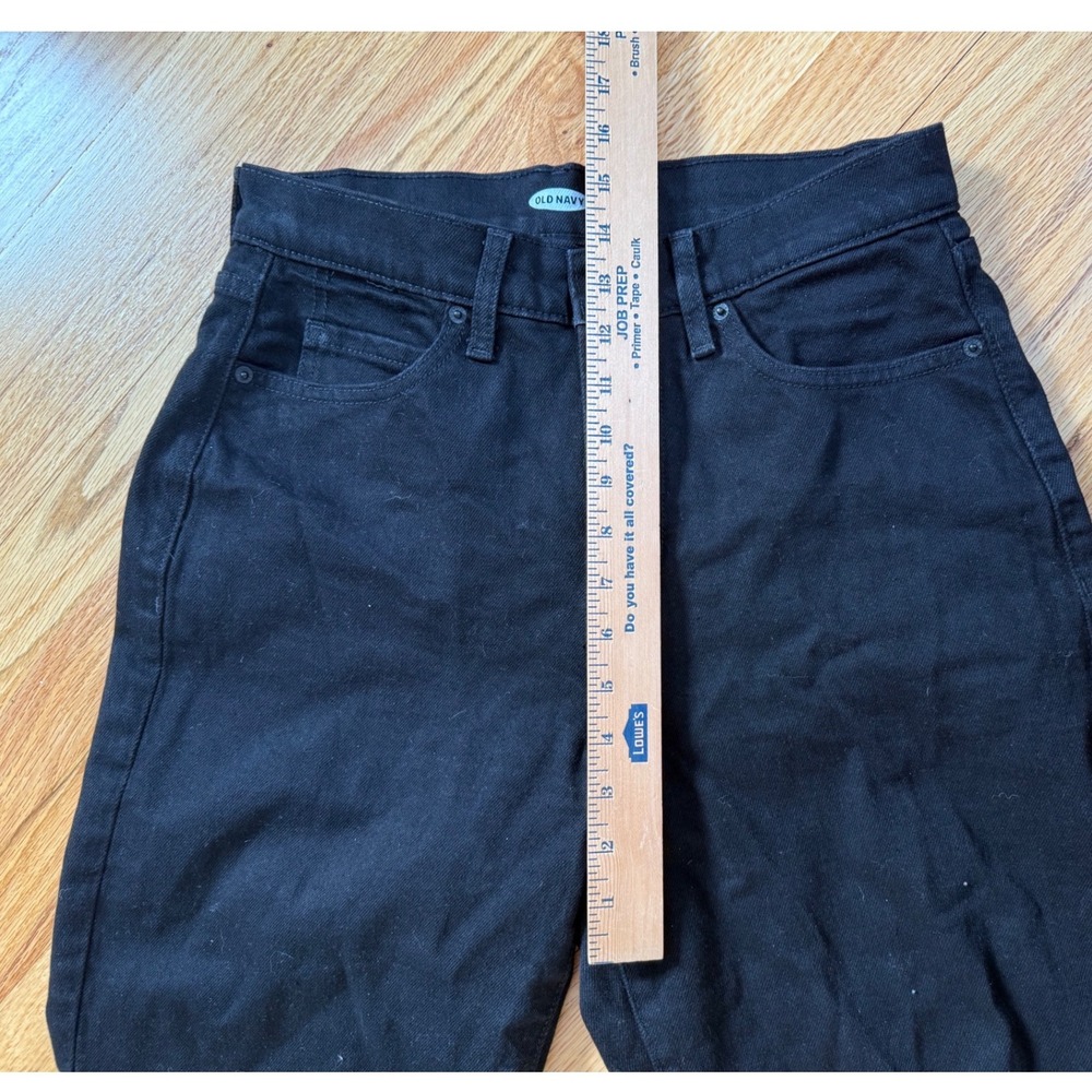 Old Navy Womens The Sky High Straight Black Jeans Extra High Rise Slim Pocket - Picture 4 of 8